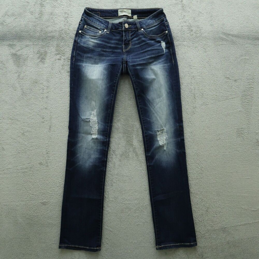 BKE Jeans Women's Size 25 Low-Rise Stella Straight Denim 31" Inseam Destroyed
